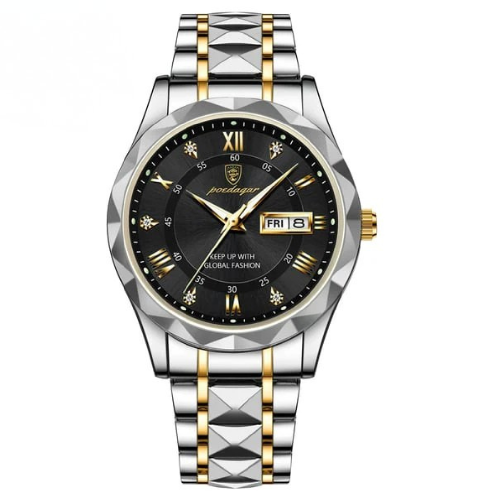 Aqualuxe Men's Elegant Waterproof Watch with Night Vision Dial
