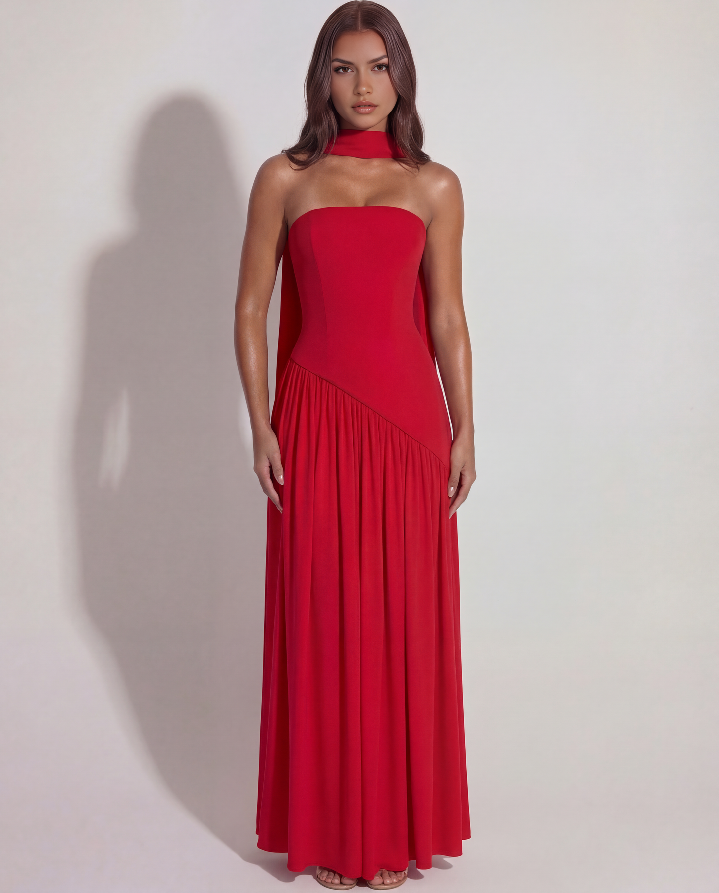 Serena™– Eksklusiv Strapless Maxi Kjole i Rød