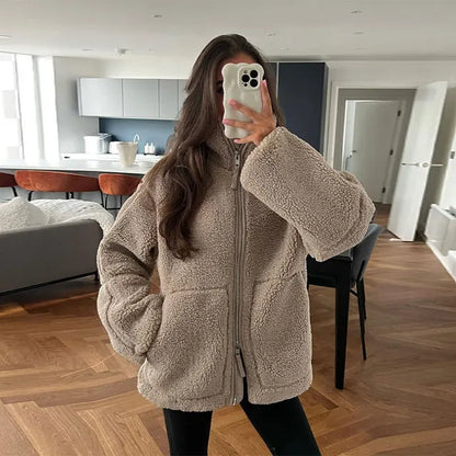 Ana Paul™ Warm fleece jacket with high collar