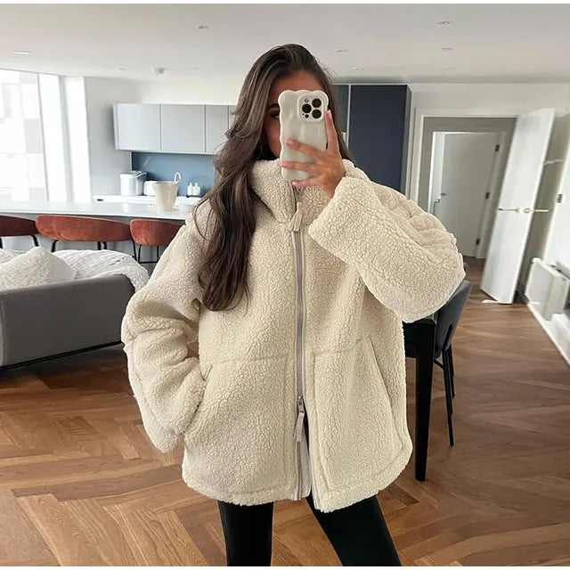 Ana Paul™ Warm fleece jacket with high collar