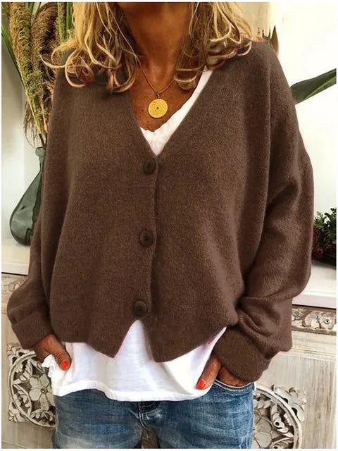 Katherine Cardigan Femme – Gilet en Coton Élégant à Manches Longues & Fermeture Boutonnée
