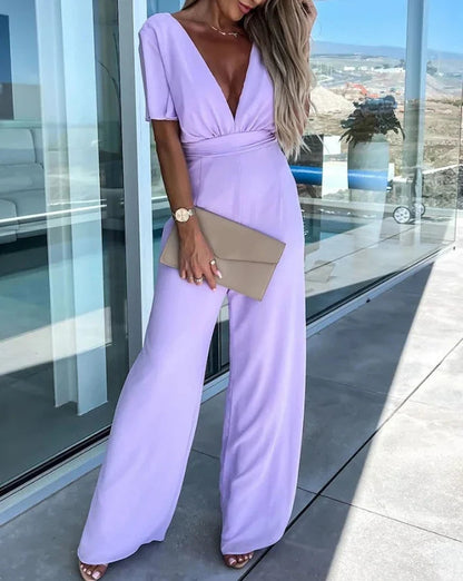 Feestelijke Jumpsuit met Ruchemouwen en Wijde Pijpen – Elegante en Trendy Uitstraling in Hoogwaardig Materiaal 8
