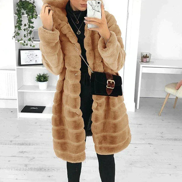 Alexa | Women elegant Button-Down Faux Fur coat