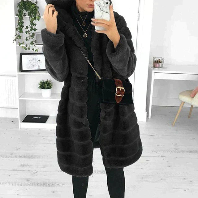 Alexa | Women elegant Button-Down Faux Fur coat