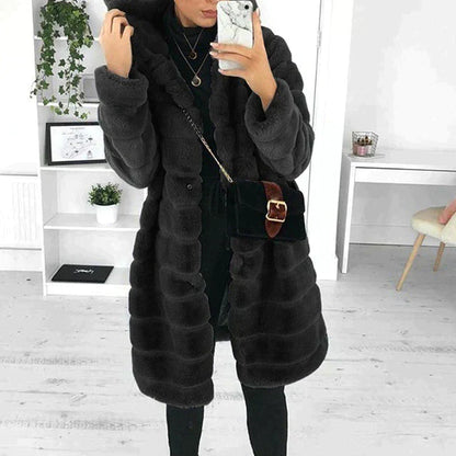 Alexa | Women elegant Button-Down Faux Fur coat