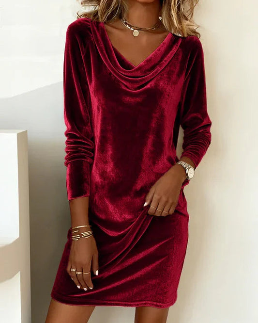 Festive Dress With Soft Cowl Neckline - Paulette