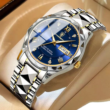 Aqualuxe Men's Elegant Waterproof Watch with Night Vision Dial