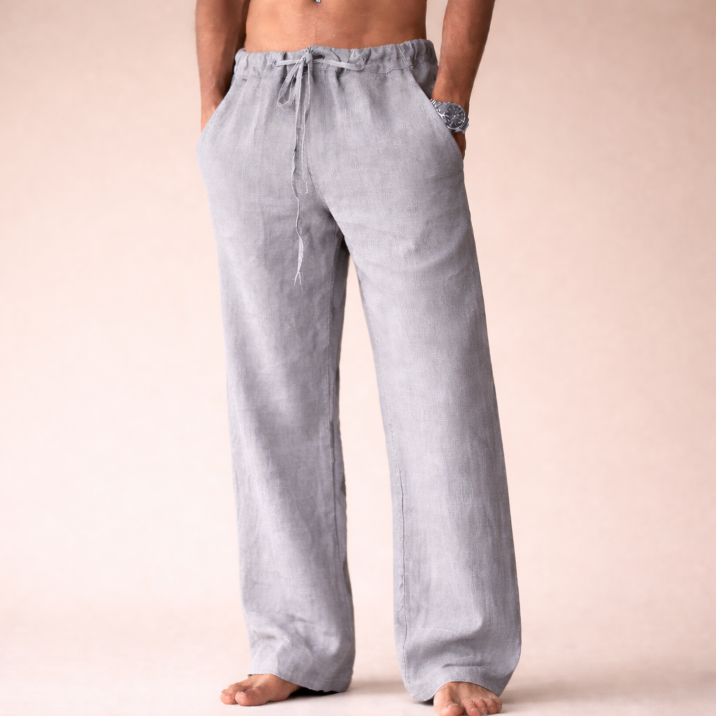 Men's Linen Pants Breathable Loose Fit Summer Comfort