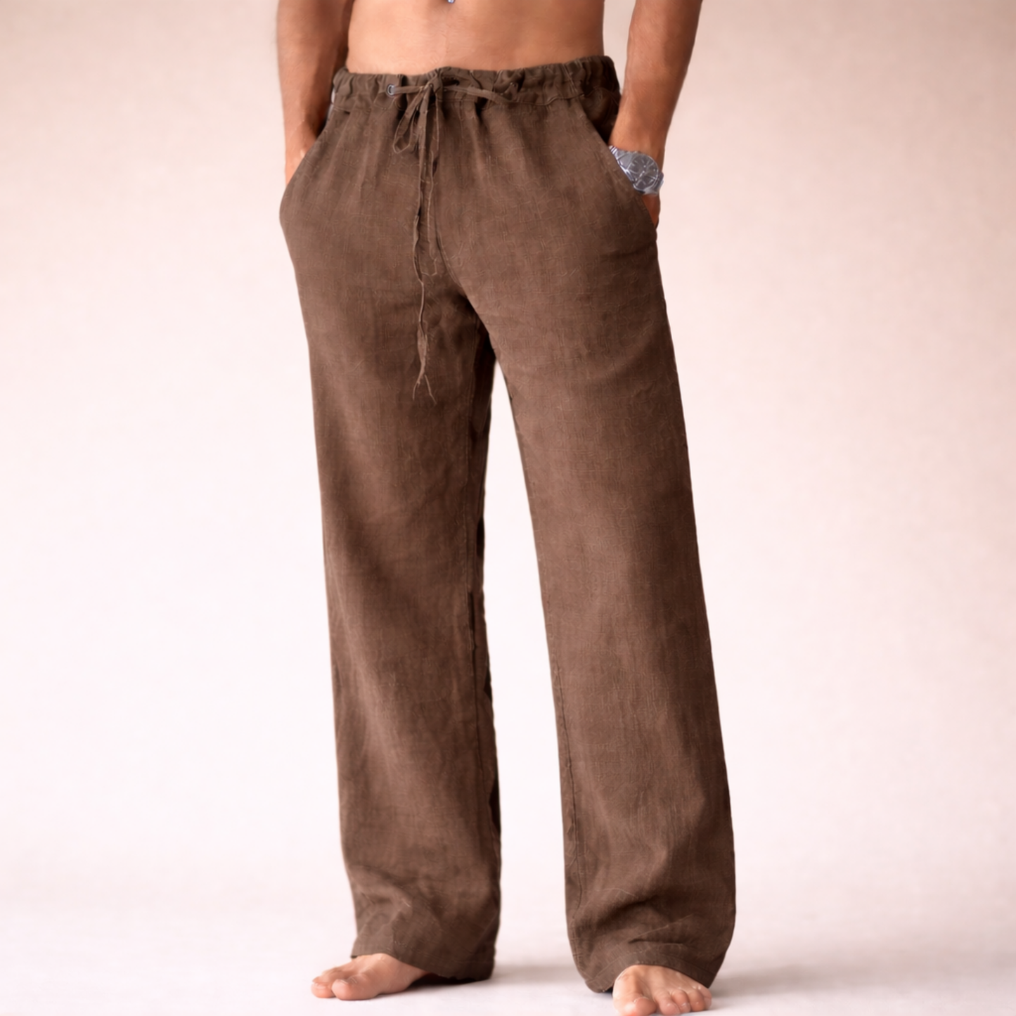 Men's Linen Pants Breathable Loose Fit Summer Comfort