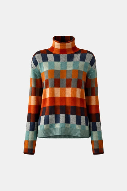 Fiorella – Patchwork Knit Cashmere Turtleneck in Multicolour