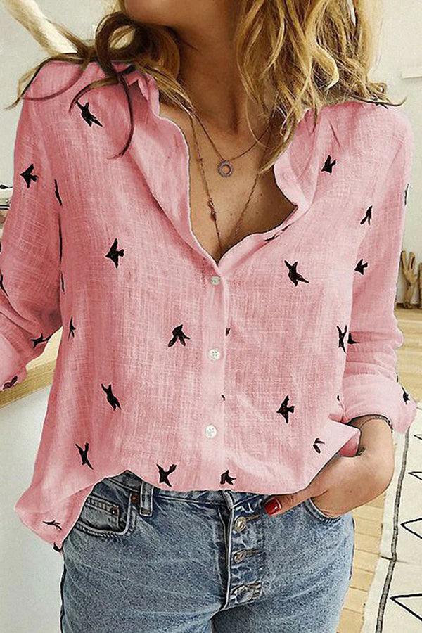 Flora Women's Top | Cotton Linen, Casual Long Sleeve Blouse 2
