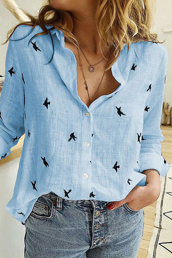 Flora Women's Top | Cotton Linen, Casual Long Sleeve Blouse 3