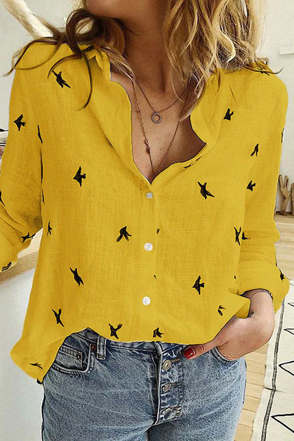 Flora Women's Top | Cotton Linen, Casual Long Sleeve Blouse 4