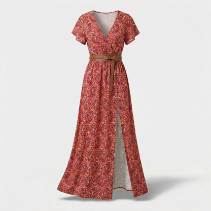 Cecília | Paisley Print Flowing Maxi Dress with V-Neck