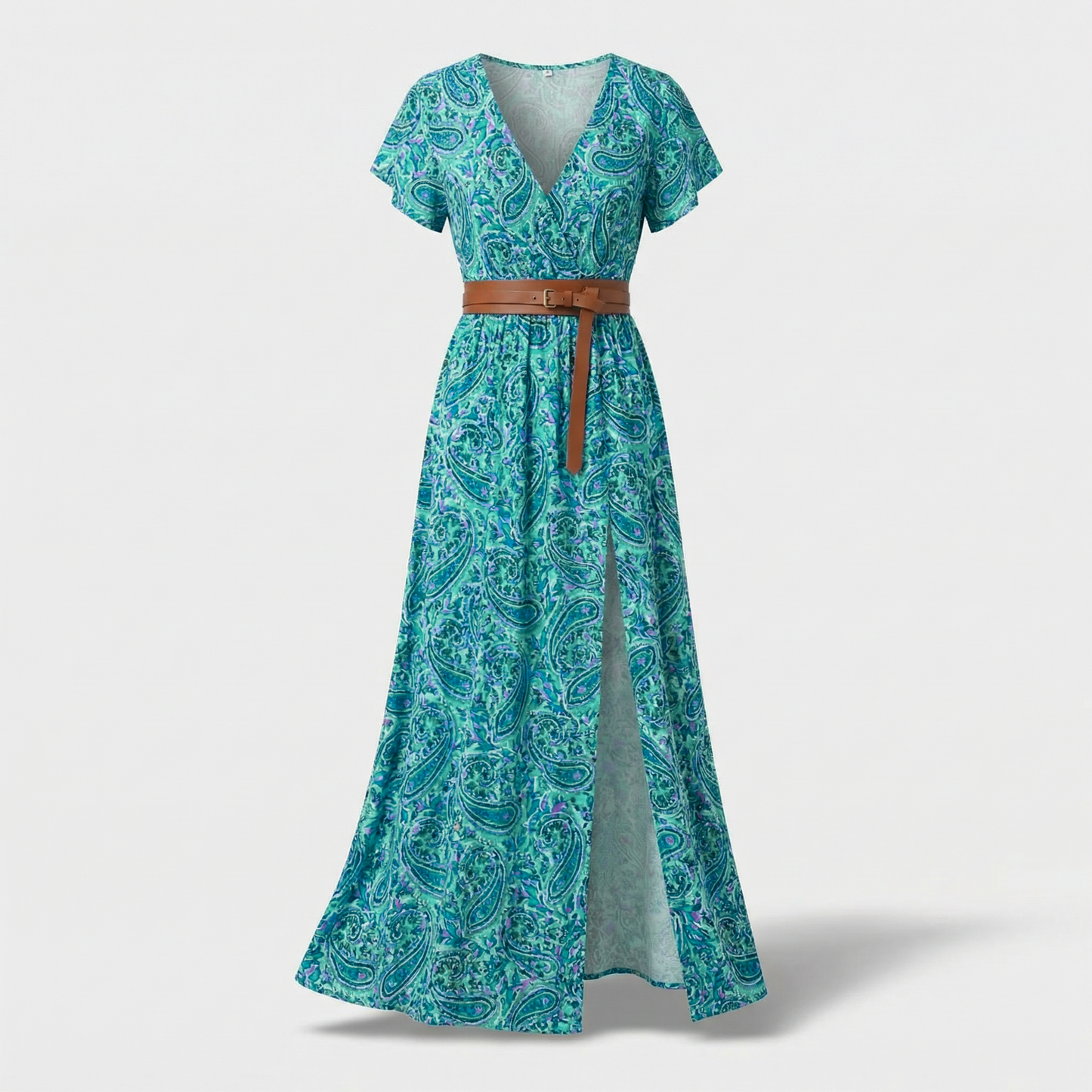 Cecília | Paisley Print Flowing Maxi Dress with V-Neck