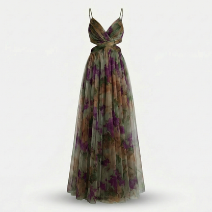 Edita | Chiffon Maxi Dress with Cut-Out Waist
