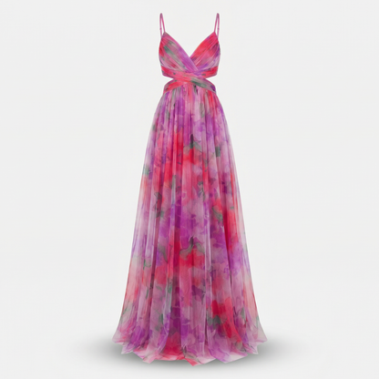 Edita | Chiffon Maxi Dress with Cut-Out Waist