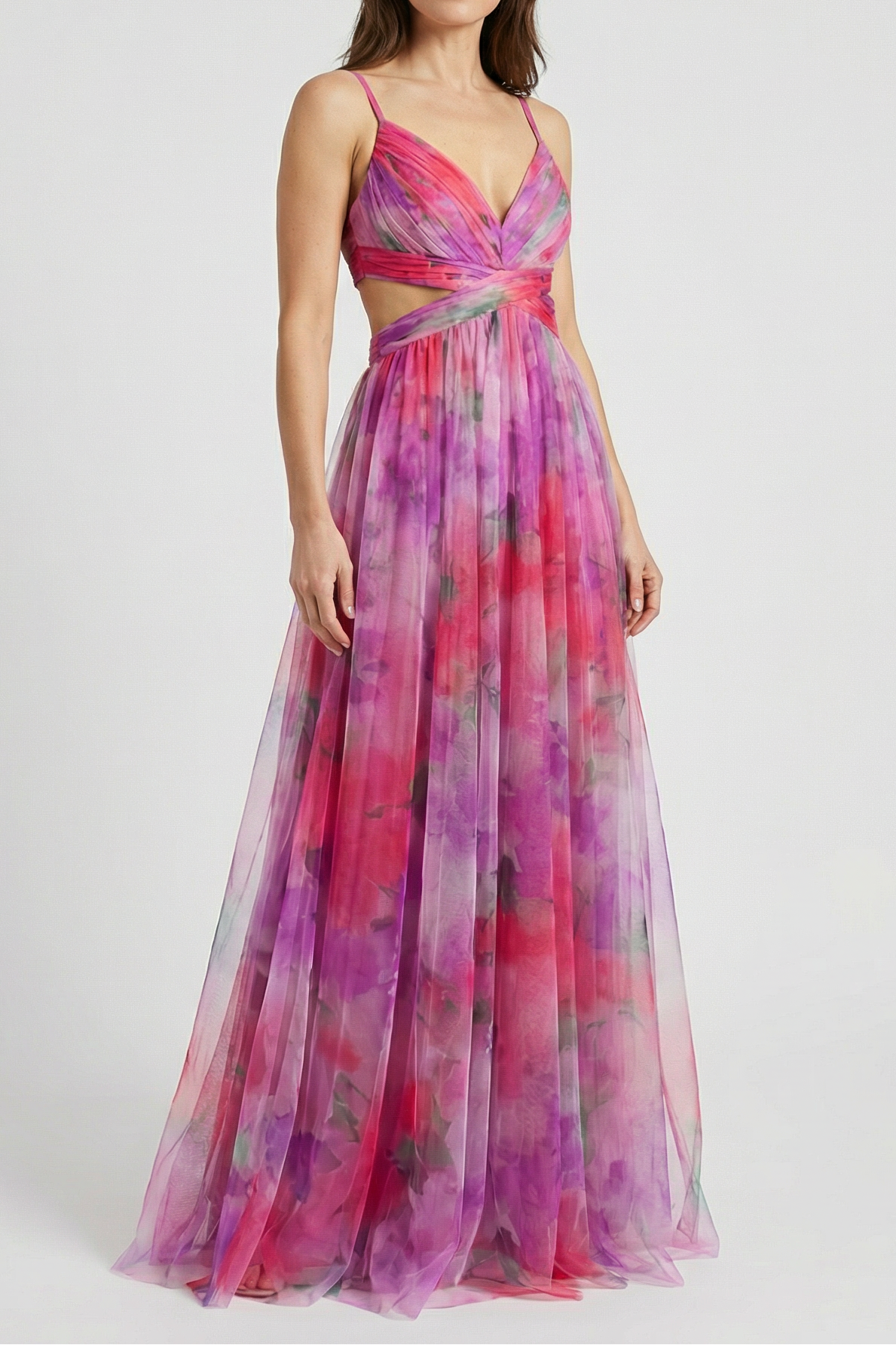 Edita | Chiffon Maxi Dress with Cut-Out Waist