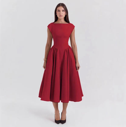 Paelina – Structured Cap Sleeve Midi Dress