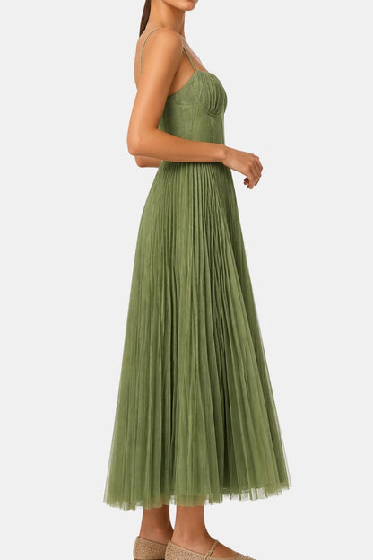 Frankie - Pleated Bustier Strappy Long Dress