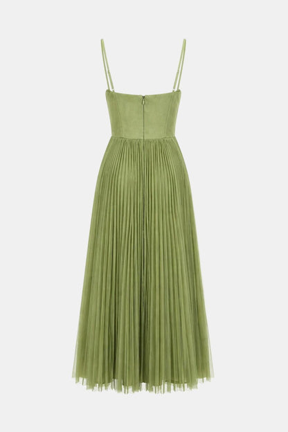 Frankie - Pleated Bustier Strappy Long Dress