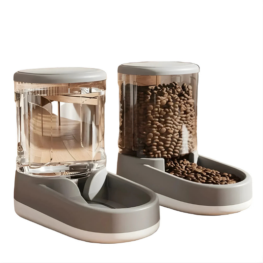 Futterspender | Automatischer Futterspender Set | Wasser & Trockenfutter | Pawfill