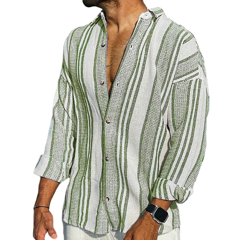 Julien | Casual Textured Stripe Button-Up Shirt