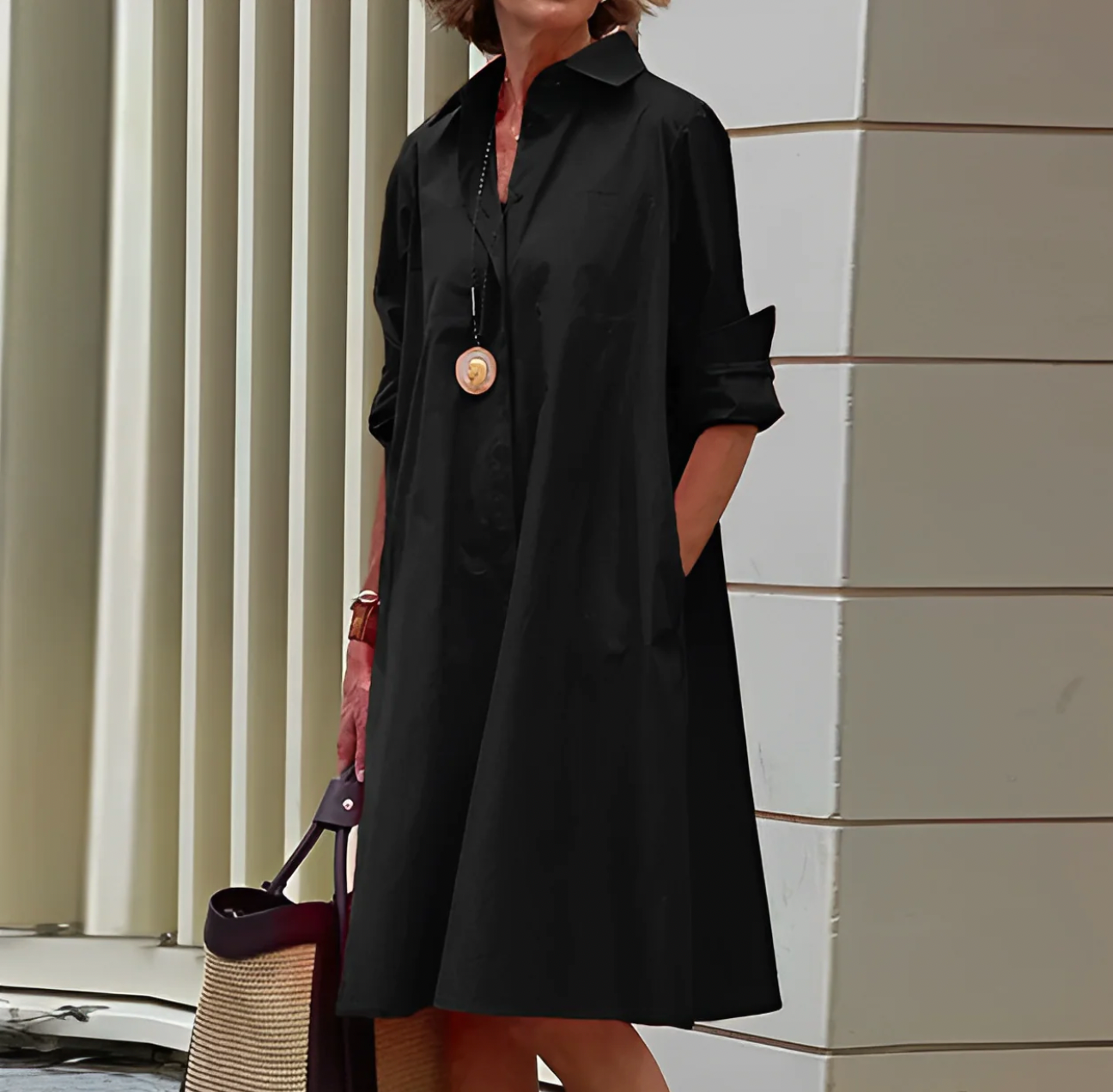 Sunniva | Vestido Midi de Manga Larga para Mujeres