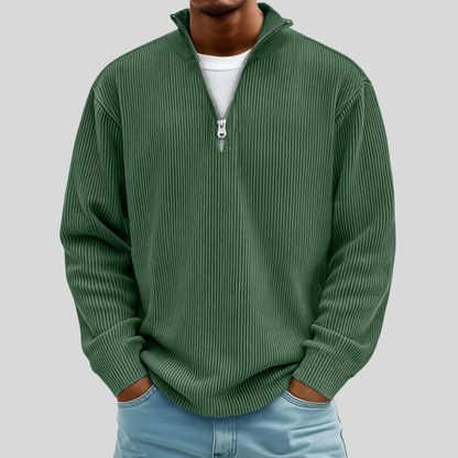 Beryl | Gerippter Pullover mit Viertelreißverschluss