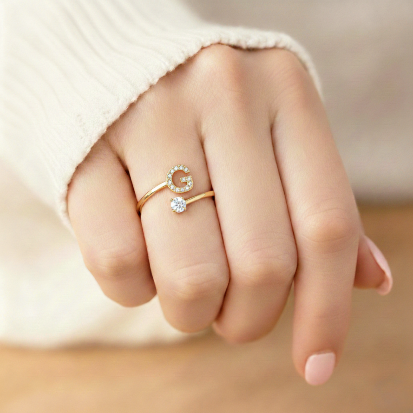 BAGUE AJUSTABLE SIGNATURE AVEC INITIALES