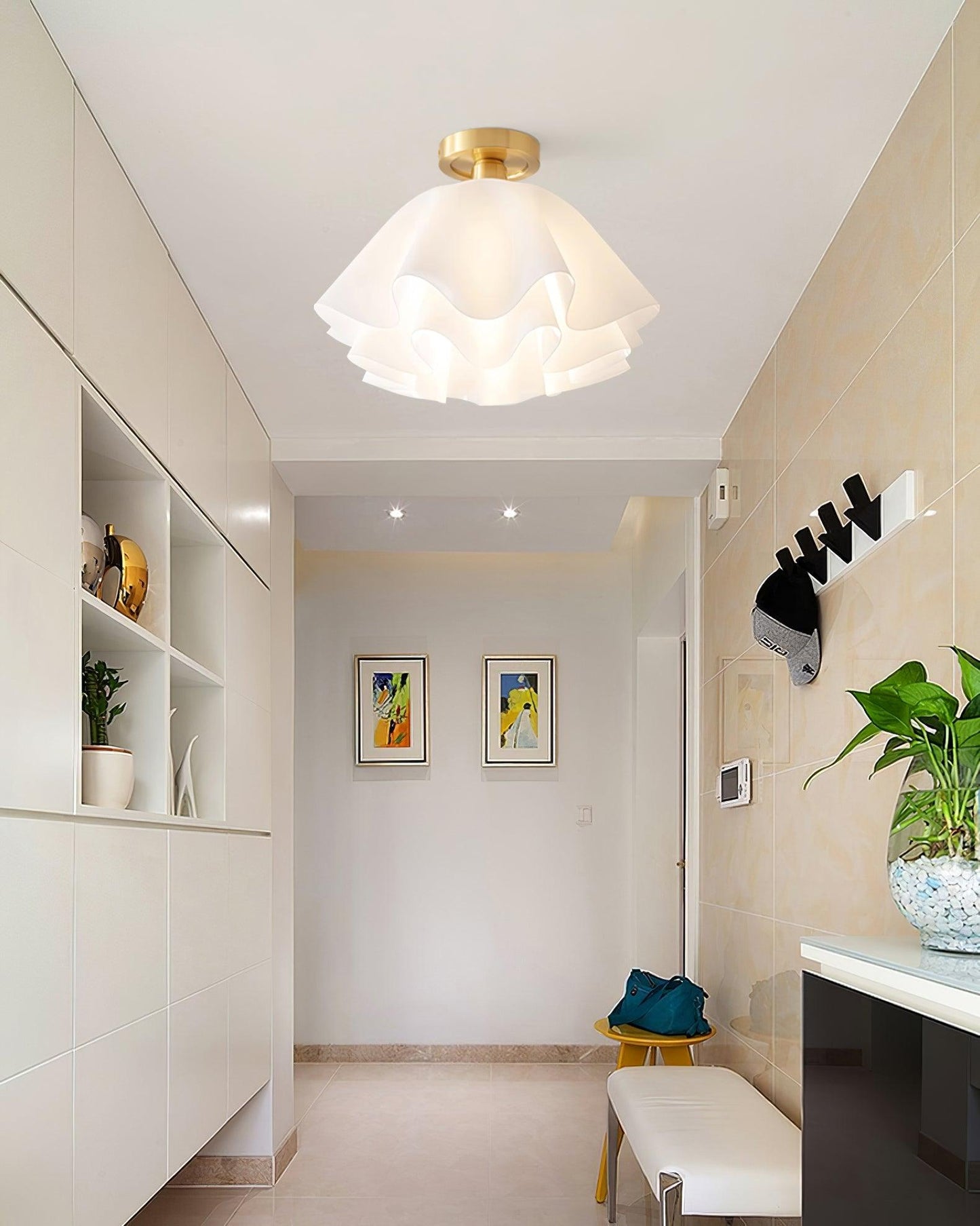 Nuvola | Exclusieve Design Plafondlamp – Gelaagd Kelkvormig Glas met Koperen Armatuur