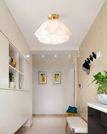Nuvola | Exclusieve Design Plafondlamp – Gelaagd Kelkvormig Glas met Koperen Armatuur