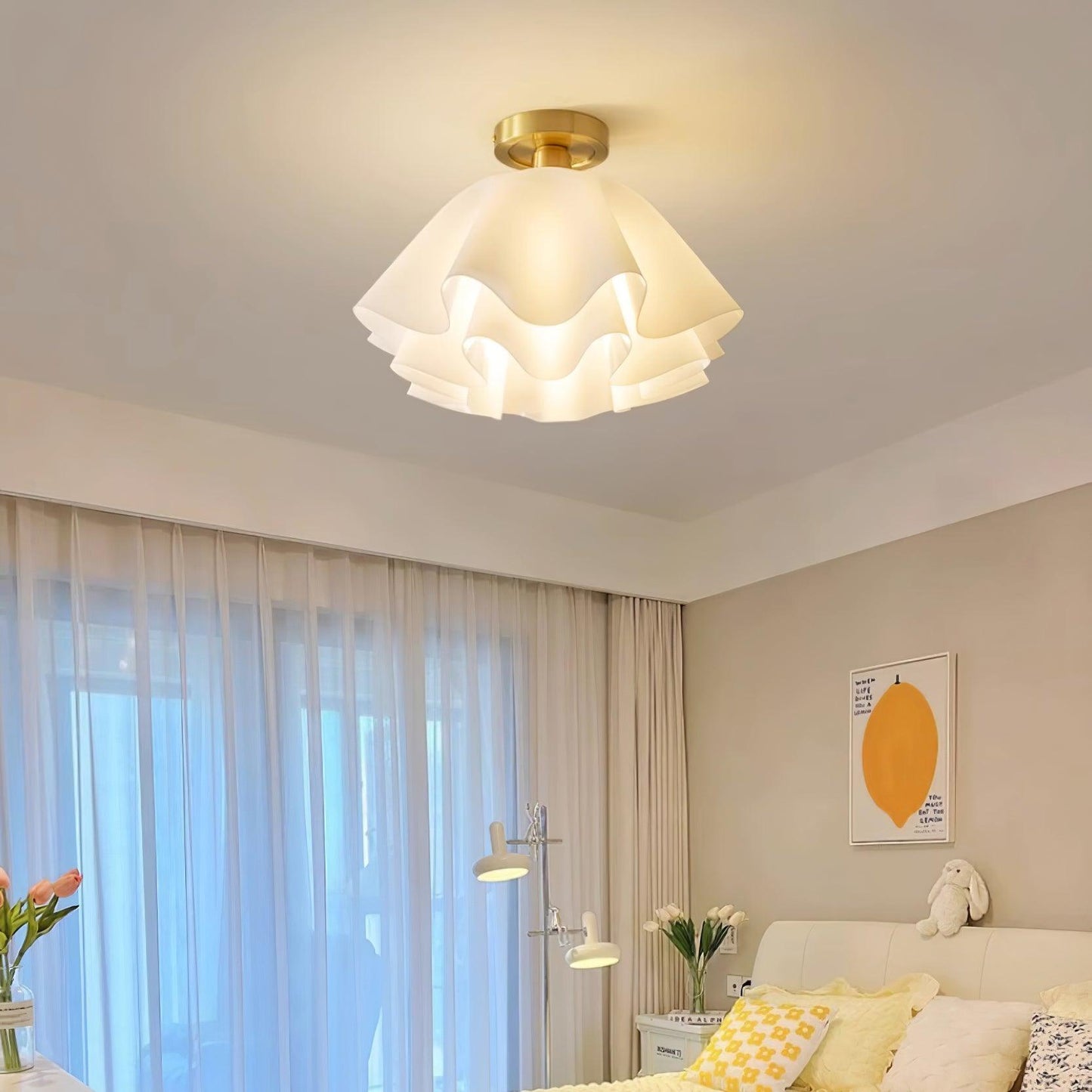 Nuvola | Exclusieve Design Plafondlamp – Gelaagd Kelkvormig Glas met Koperen Armatuur