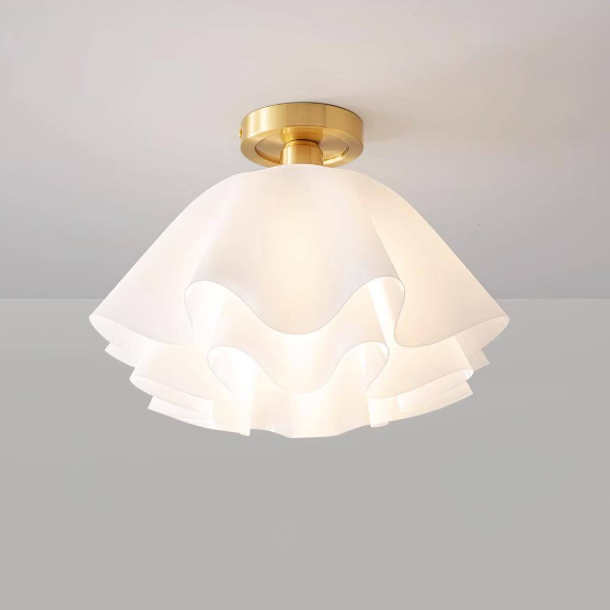 Nuvola | Exclusieve Design Plafondlamp – Gelaagd Kelkvormig Glas met Koperen Armatuur