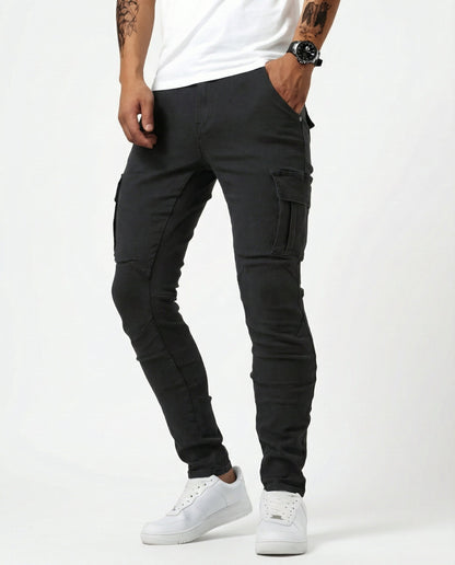 Pantalon cargo bleu marine extensible