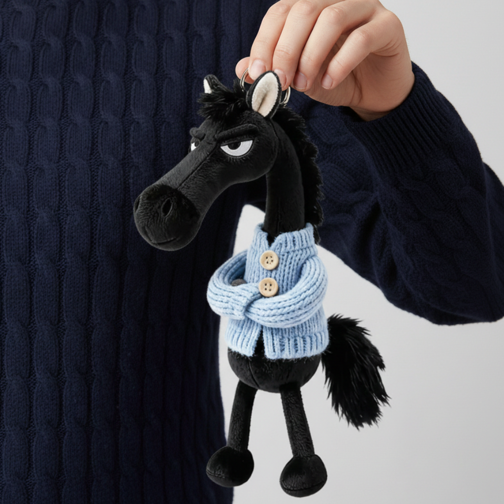 Sonia™ - Cheval effronté - Noir et bleu Porte-clés