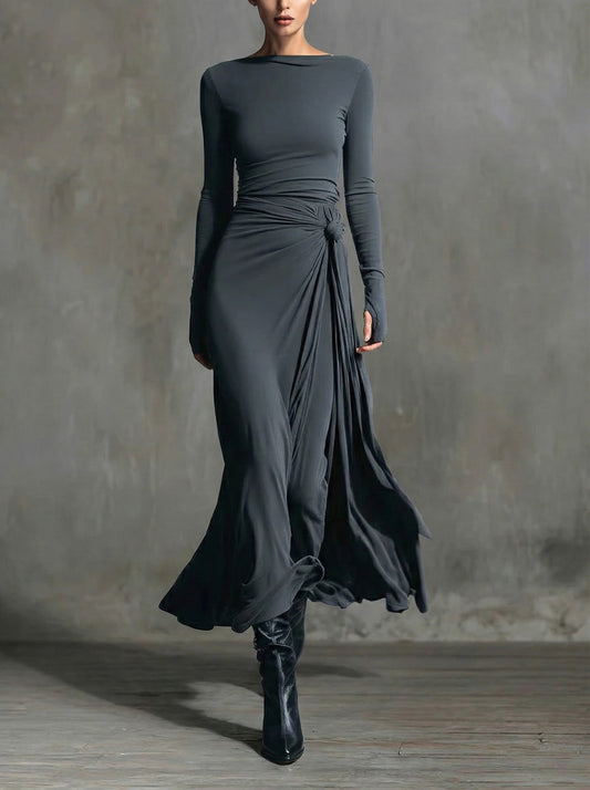 Elżbieta - Elegancka sukienka maxi drapowana