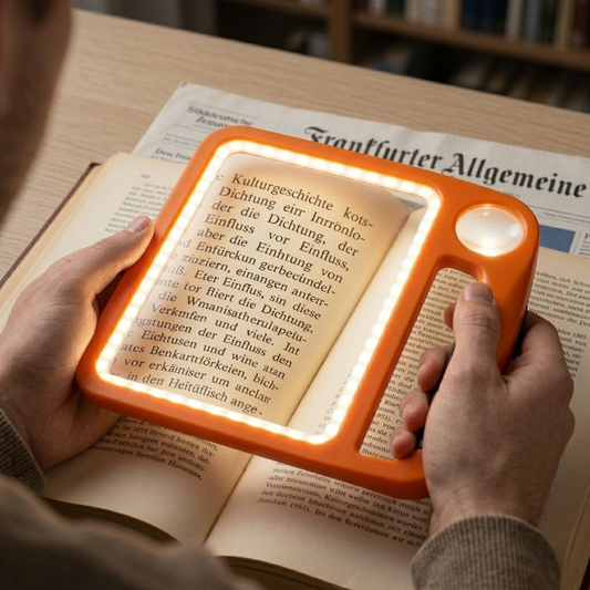 LED Leselupe — 5- & 10-fache Vergrößerung, USB-aufladbar mit 48 LEDs -    Zorenza