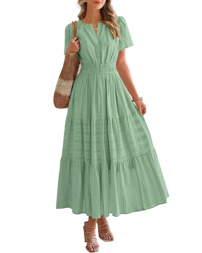 Elara™ | Boho Sukienka Maxi w Kształcie A z Dekoltem
