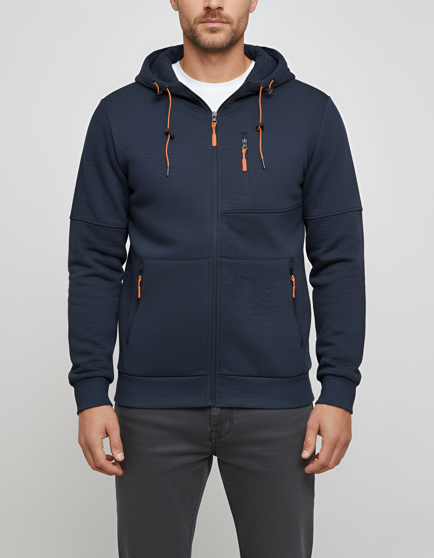 Felpa con cappuccio uomo con zip in cotone felpato