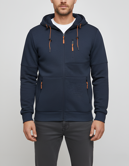 Felpa con cappuccio uomo con zip in cotone felpato