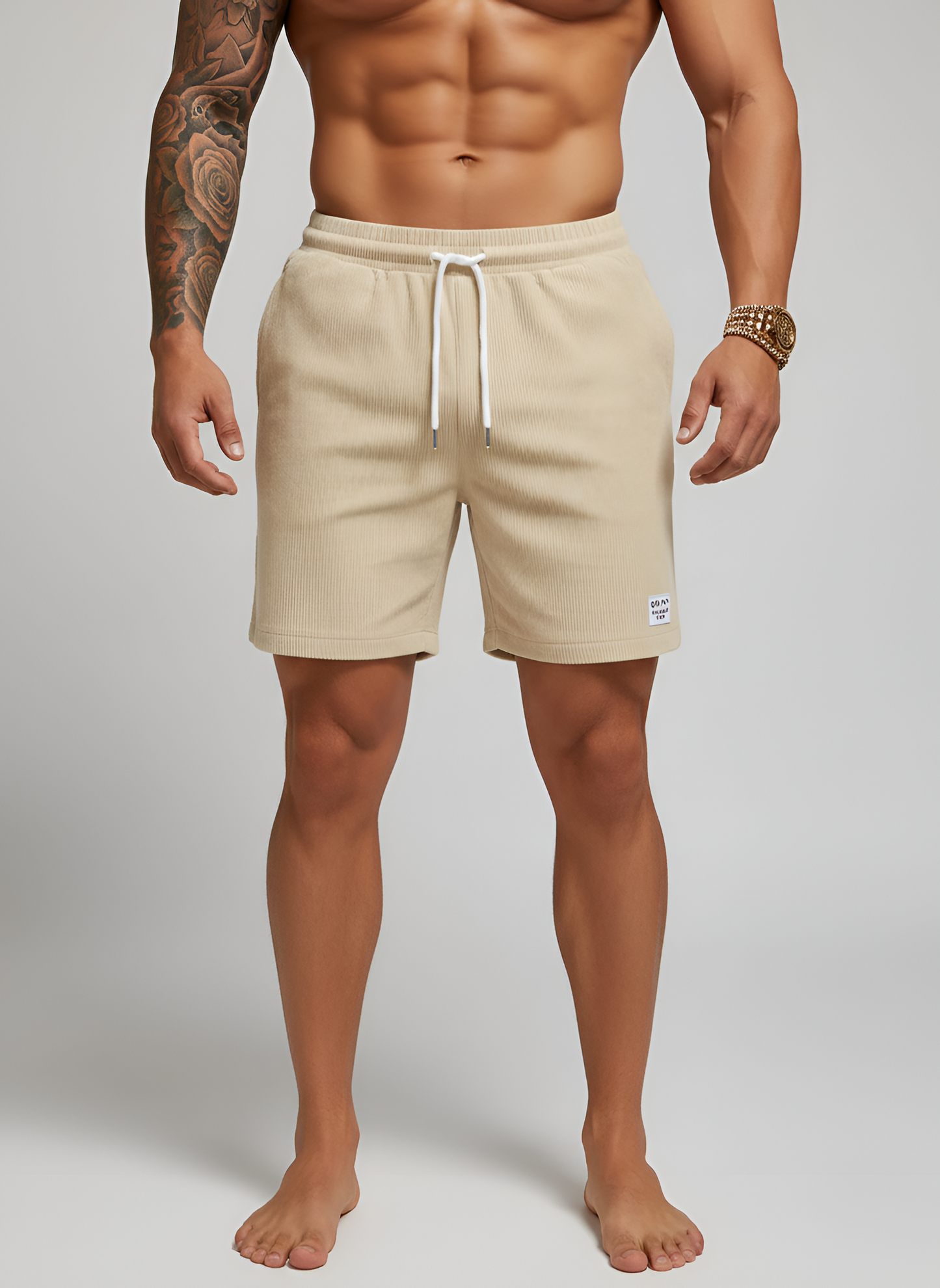 Men’s Corduroy Drawstring Shorts with Pockets Casual Fit
