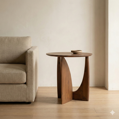 Bijzettafel Massief Hout Rond Scandinavisch 50cm Woonkamer Slaapkamer Nachttafel | Restfield