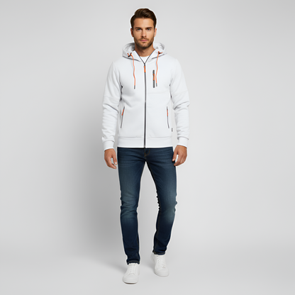 Felpa con cappuccio uomo con zip in cotone felpato