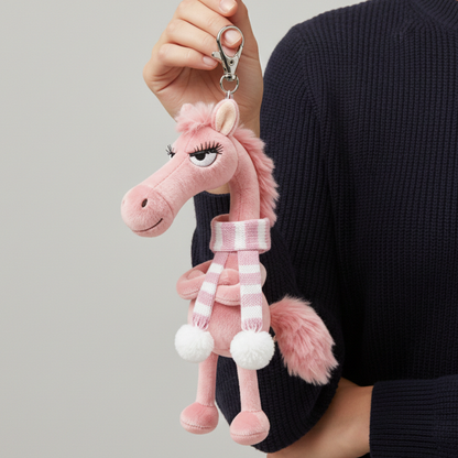 Clara™ - Cheval effronté - Rose et blanc Porte-clés