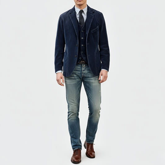 Giacca blazer uomo in velluto a coste cotone stile casual elegante