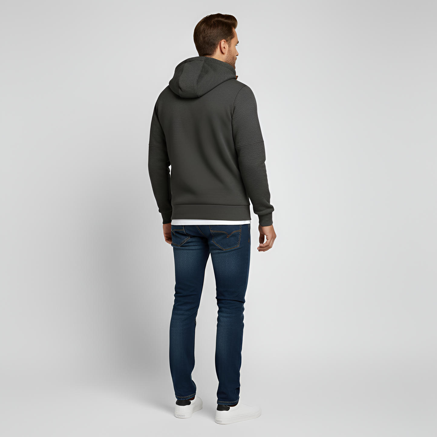 Felpa con cappuccio uomo con zip in cotone felpato
