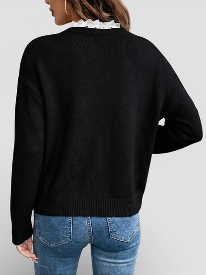 Klara | Pleteni top s elegantnim čipkastim ovratnikom