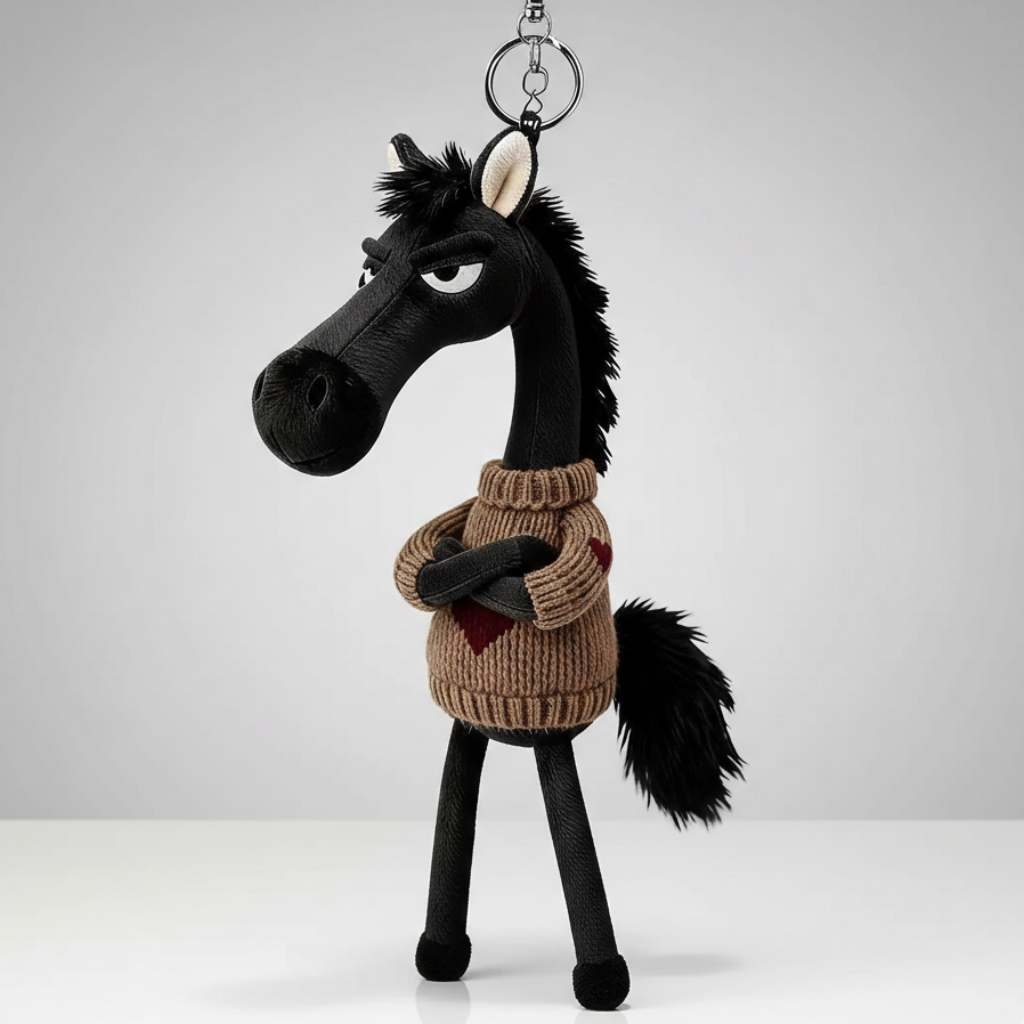 Alain™ - Cheval effronté - Noir et marron Porte-clés
