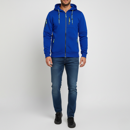 Felpa con cappuccio uomo con zip in cotone felpato